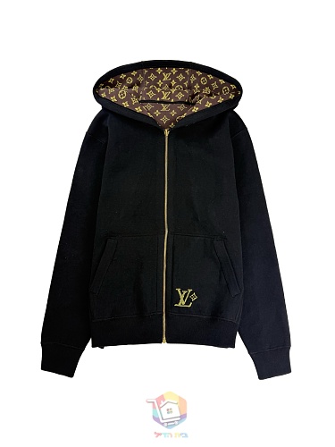 ז'קט Louis Vuitton Monogram Reversible Double Face עם קפוצ'ון, שחור, תמונה 32