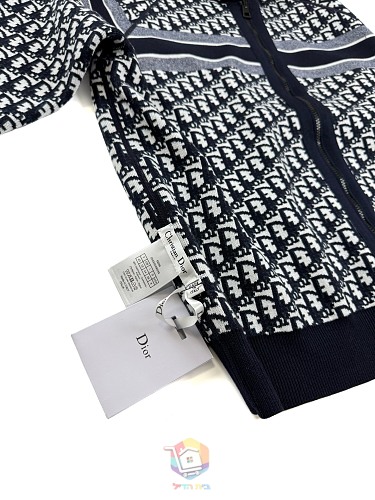 קרדיגן Dior Reversible Zipped Cardigan with Hood, כחול כהה או אפור, תמונה 13