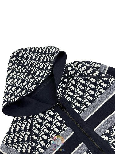 קרדיגן Dior Reversible Zipped Cardigan with Hood, כחול כהה או אפור, תמונה 15