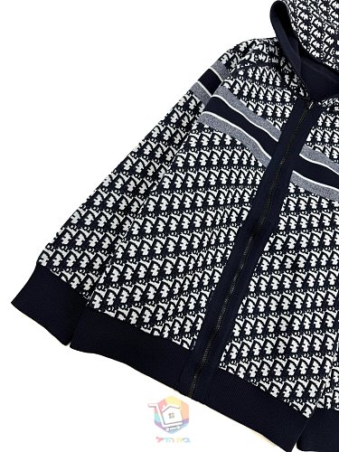 קרדיגן Dior Reversible Zipped Cardigan with Hood, כחול כהה או אפור, תמונה 16
