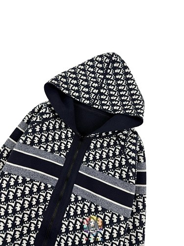 קרדיגן Dior Reversible Zipped Cardigan with Hood, כחול כהה או אפור, תמונה 17