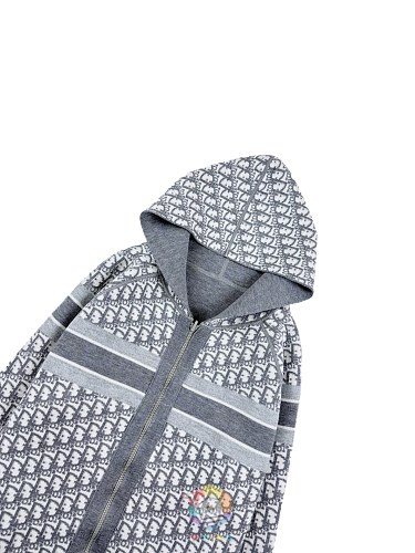 קרדיגן Dior Reversible Zipped Cardigan with Hood, כחול כהה או אפור, תמונה 26