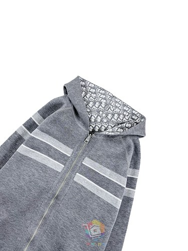 קרדיגן Dior Reversible Zipped Cardigan with Hood, כחול כהה או אפור, תמונה 34