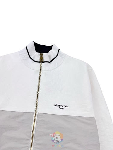 ז'קט טרנינג Louis Vuitton Hybrid Knit Track Top, לבן ואפור, תמונה 14
