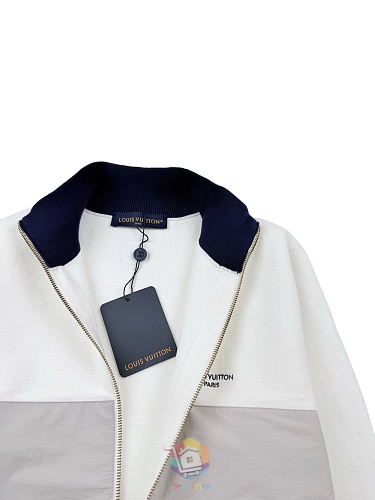 ז'קט טרנינג Louis Vuitton Hybrid Knit Track Top, לבן ואפור, תמונה 15
