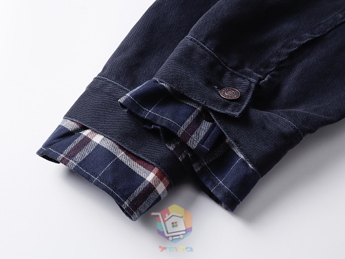 ז'קט ג'ינס Balenciaga Checked Layered Denim Jacket עם חולצת משבצות מחוברת, תמונה 5