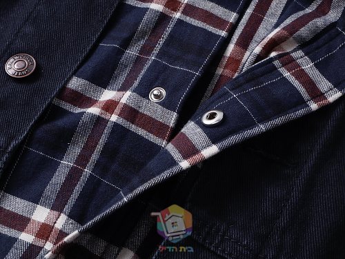 ז'קט ג'ינס Balenciaga Checked Layered Denim Jacket עם חולצת משבצות מחוברת, תמונה 7
