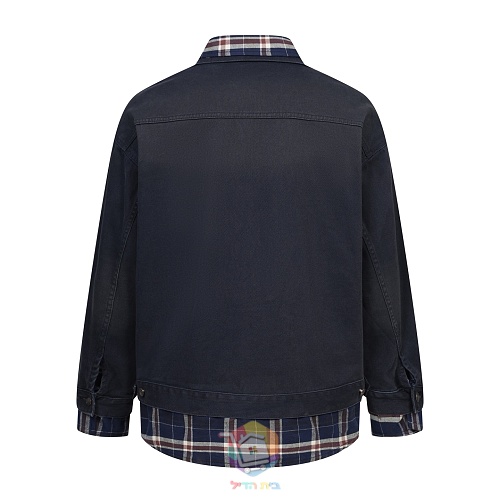 ז'קט ג'ינס Balenciaga Checked Layered Denim Jacket עם חולצת משבצות מחוברת, תמונה 10