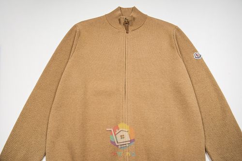 קרדיגן סרוג עם רוכסן Moncler ופאץ' לוגו בשרוול, קאמל או שחור, תמונה 15