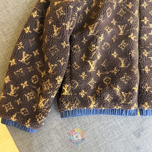ז'קט פליז דו-צדדי Louis Vuitton Monogram Reversible Fleece Blouson, חום, תמונה 5