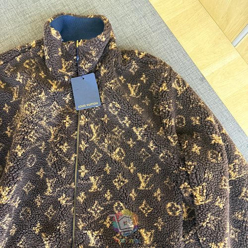 ז'קט פליז דו-צדדי Louis Vuitton Monogram Reversible Fleece Blouson, חום, תמונה 6