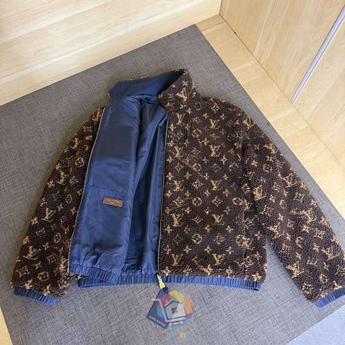 ז'קט פליז דו-צדדי Louis Vuitton Monogram Reversible Fleece Blouson, חום, תמונה 7