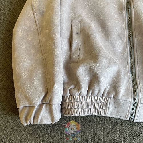 ז'קט Louis Vuitton Monogram Embossed Nubuck Blouson, אפור, ורוד או שחור, תמונה 5