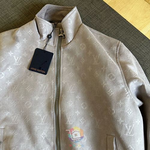 ז'קט Louis Vuitton Monogram Embossed Nubuck Blouson, אפור, ורוד או שחור, תמונה 6