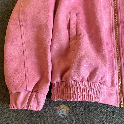 ז'קט Louis Vuitton Monogram Embossed Nubuck Blouson, אפור, ורוד או שחור, תמונה 12