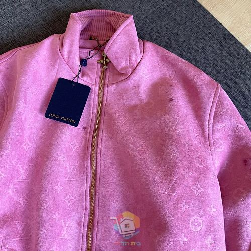 ז'קט Louis Vuitton Monogram Embossed Nubuck Blouson, אפור, ורוד או שחור, תמונה 13