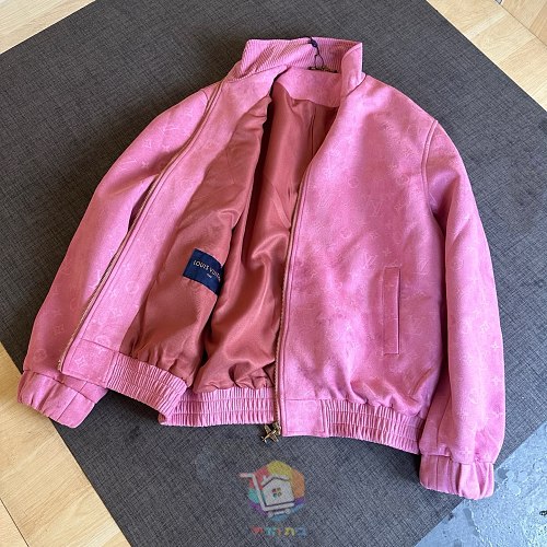 ז'קט Louis Vuitton Monogram Embossed Nubuck Blouson, אפור, ורוד או שחור, תמונה 14