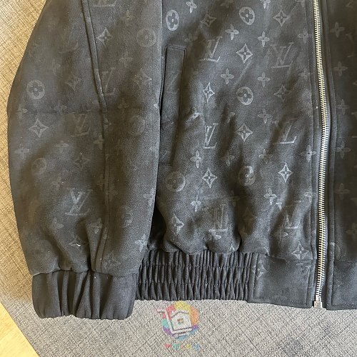 ז'קט Louis Vuitton Monogram Embossed Nubuck Blouson, אפור, ורוד או שחור, תמונה 20