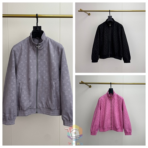 ז'קט Louis Vuitton Monogram Embossed Nubuck Blouson, אפור, ורוד או שחור, תמונה 25