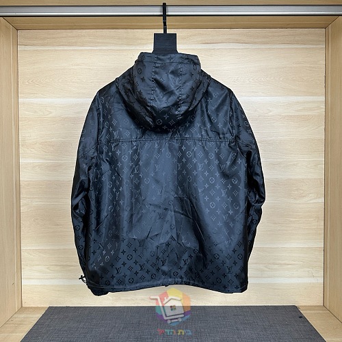 מעיל רוח דו-צדדי Louis Vuitton עם קפוצ'ון ומונוגרם ארוג, שחור, תמונה 6
