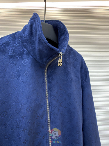 ז'קט Louis Vuitton Monogram Embossed Tracksuit Jacket מזמש, כחול כהה, תמונה 4