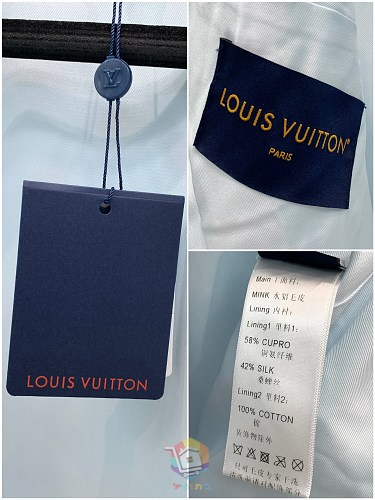 ז'קט פרוותי Louis Vuitton עם רוכסן וצווארון מפוספס, תכלת, תמונה 4