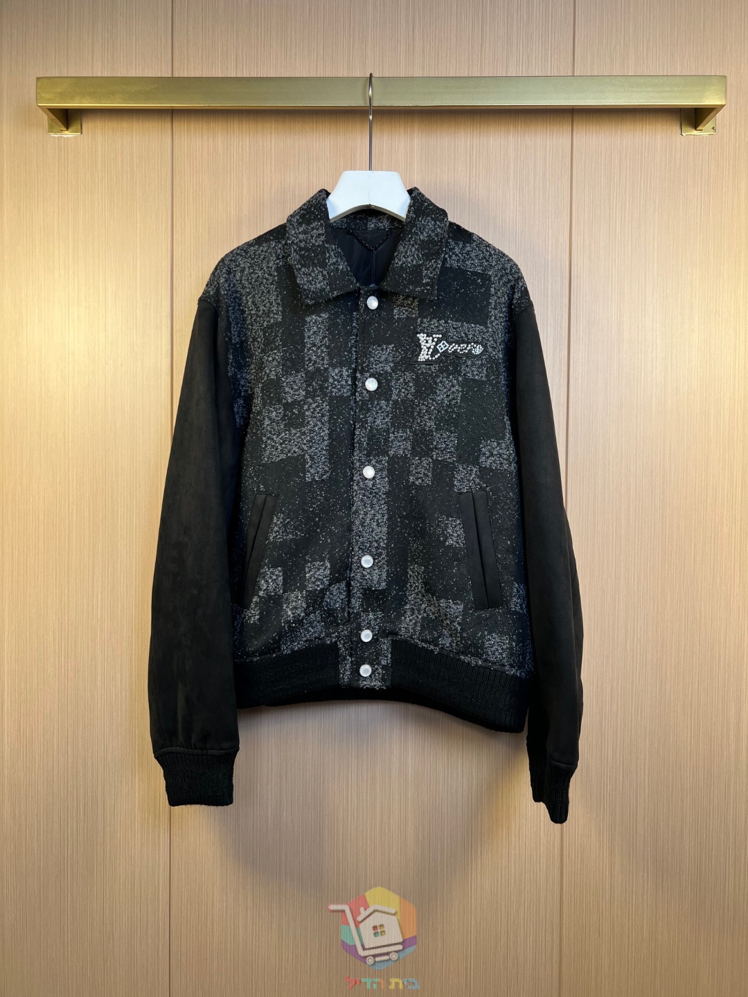 Louis Vuitton Varsity-Jacke mit Schachbrettmuster und Perlenstickerei
