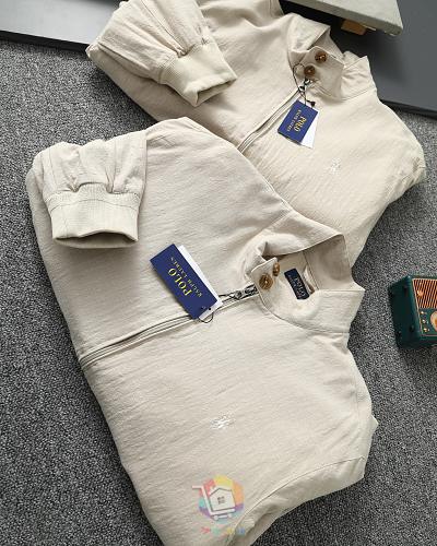 ז'קט בומבר Polo Ralph Lauren בצבע שמנת עם צווארון עומד, תמונה 2