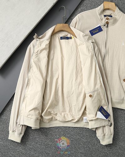ז'קט בומבר Polo Ralph Lauren בצבע שמנת עם צווארון עומד, תמונה 6
