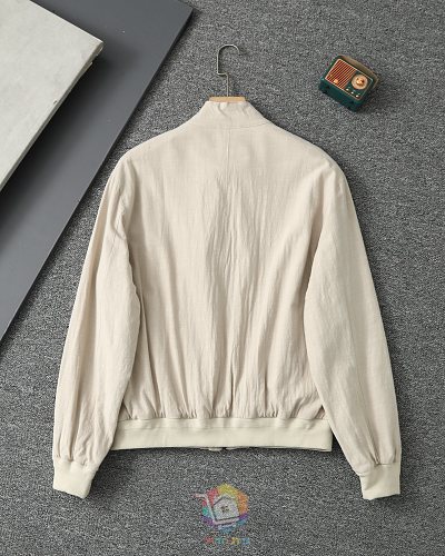 ז'קט בומבר Polo Ralph Lauren בצבע שמנת עם צווארון עומד, תמונה 7