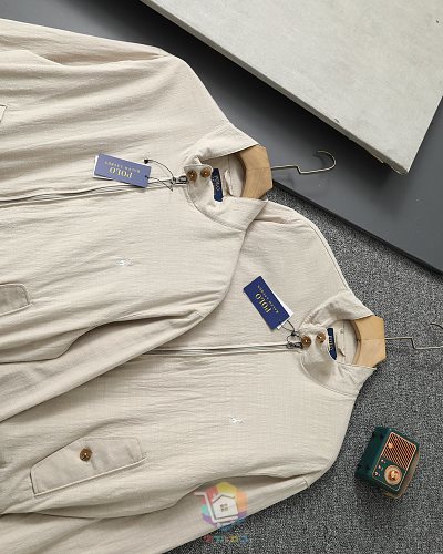 ז'קט בומבר Polo Ralph Lauren בצבע שמנת עם צווארון עומד, תמונה 8