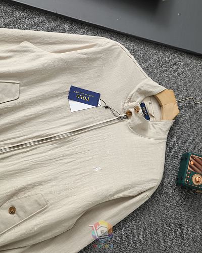ז'קט בומבר Polo Ralph Lauren בצבע שמנת עם צווארון עומד, תמונה 9