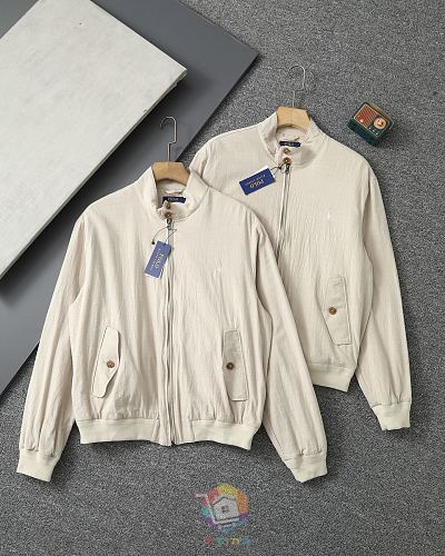 ז'קט בומבר Polo Ralph Lauren בצבע שמנת עם צווארון עומד, תמונה 15