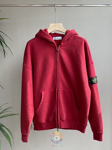 קפוצ'ון רוכסן Stone Island בשטיפה דהויה עם פאץ' לוגו בשרוול, בחמישה גוונים, תמונה 3