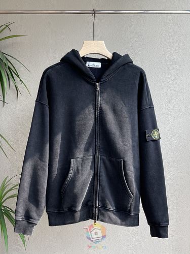 קפוצ'ון רוכסן Stone Island בשטיפה דהויה עם פאץ' לוגו בשרוול, בחמישה גוונים, תמונה 4