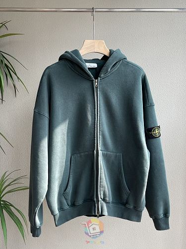 קפוצ'ון רוכסן Stone Island בשטיפה דהויה עם פאץ' לוגו בשרוול, בחמישה גוונים, תמונה 5