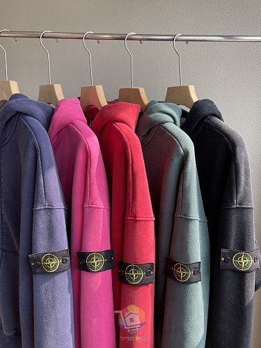 קפוצ'ון רוכסן Stone Island בשטיפה דהויה עם פאץ' לוגו בשרוול, בחמישה גוונים, תמונה 7