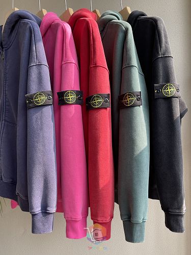 קפוצ'ון רוכסן Stone Island בשטיפה דהויה עם פאץ' לוגו בשרוול, בחמישה גוונים, תמונה 8
