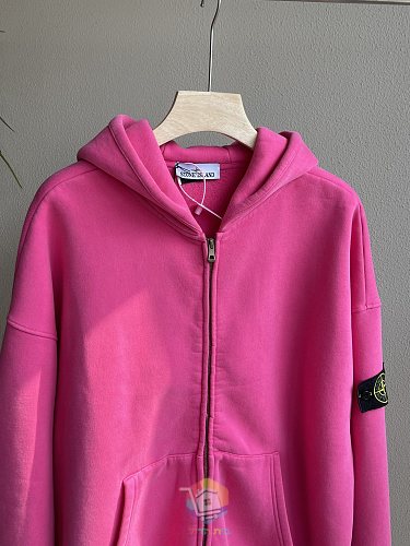 קפוצ'ון רוכסן Stone Island בשטיפה דהויה עם פאץ' לוגו בשרוול, בחמישה גוונים, תמונה 9
