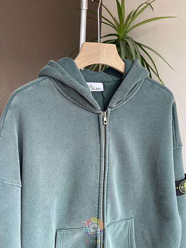 קפוצ'ון רוכסן Stone Island בשטיפה דהויה עם פאץ' לוגו בשרוול, בחמישה גוונים, תמונה 11