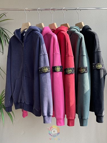 קפוצ'ון רוכסן Stone Island בשטיפה דהויה עם פאץ' לוגו בשרוול, בחמישה גוונים, תמונה 21