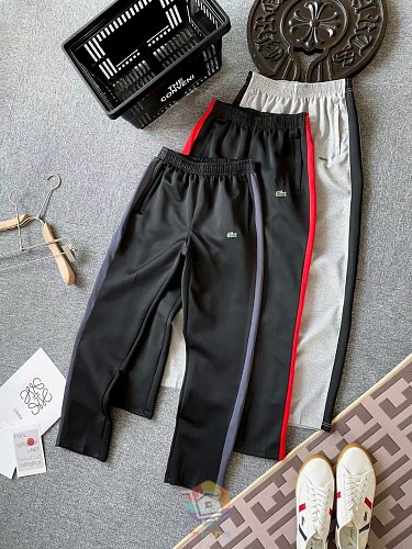 חליפת טרנינג Lacoste, ז'קט רוכסן ומכנסיים עם פס בצד, אפור, אדום או שחור, תמונה 8