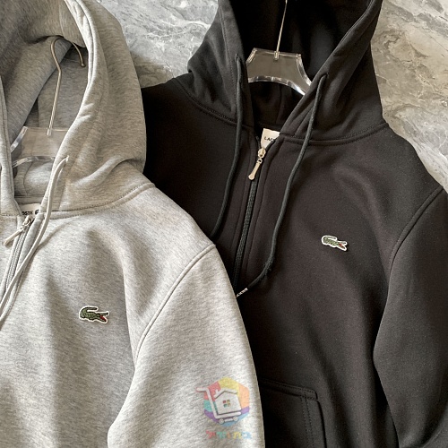קפוצ'ון רוכסן Lacoste מפליז, אפור בהיר או שחור, תמונה 5