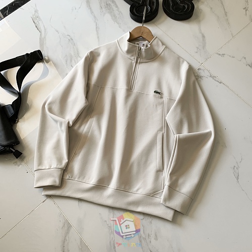 סווטשירט רבע רוכסן Lacoste עם צווארון עומד, כחול כהה, שחור או שמנת, תמונה 3