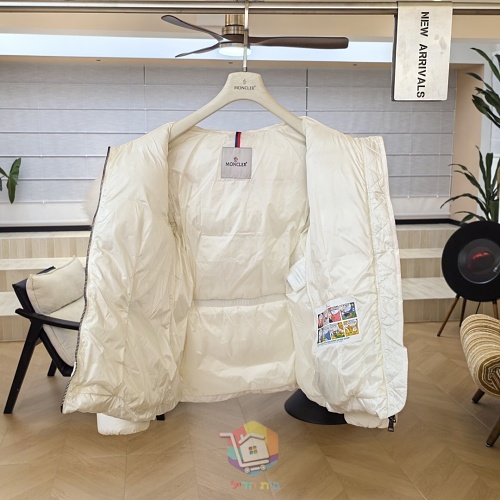 מעיל פוך קצר Moncler Boed עם חגורה וקפוצ'ון בשוליים פרוותיים, לבן או שחור, תמונה 14