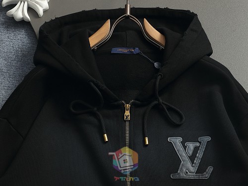 קפוצ'ון רוכסן Louis Vuitton עם לוגו גדול בחזית, אפור או שחור, תמונה 14