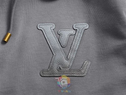 קפוצ'ון רוכסן Louis Vuitton עם לוגו גדול בחזית, אפור או שחור, תמונה 20