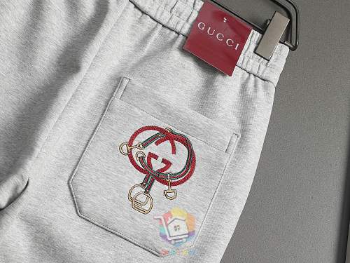 מכנסי טרנינג Gucci עם פס לוגו בצד, אפור או שחור, תמונה 3