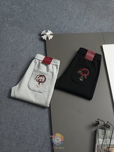 מכנסי טרנינג Gucci עם פס לוגו בצד, אפור או שחור, תמונה 23