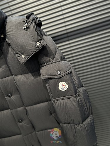 מעיל פוך ארוך Moncler Hanoverian עם קפוצ'ון נשלף, שחור, תמונה 8
